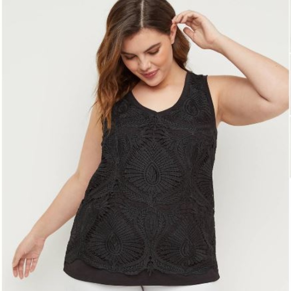 *SOLD*    Lane Bryant Crochet-Front Tank - 26/28